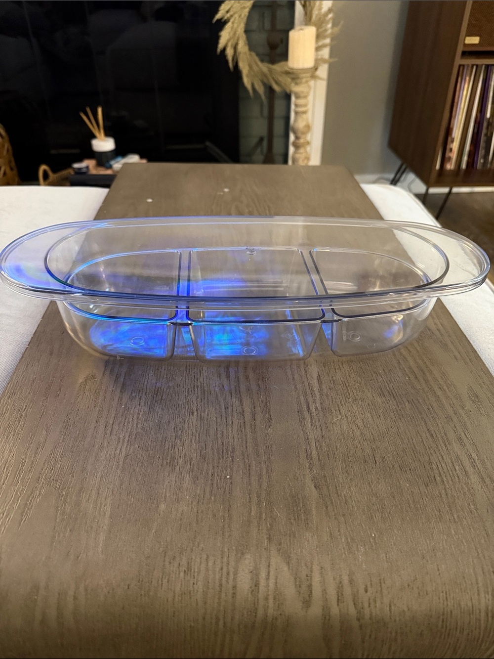 Clear Plastic Divided Iced Serving Tray - 3-Compartment